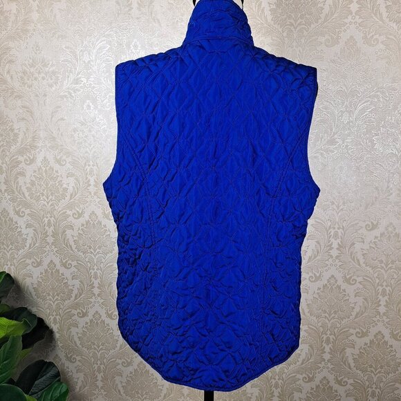 Chico's Size 2 (US Med) Cobalt Blue Sleeveless Vest Pockets Diamond Quilted - Picture 6 of 11